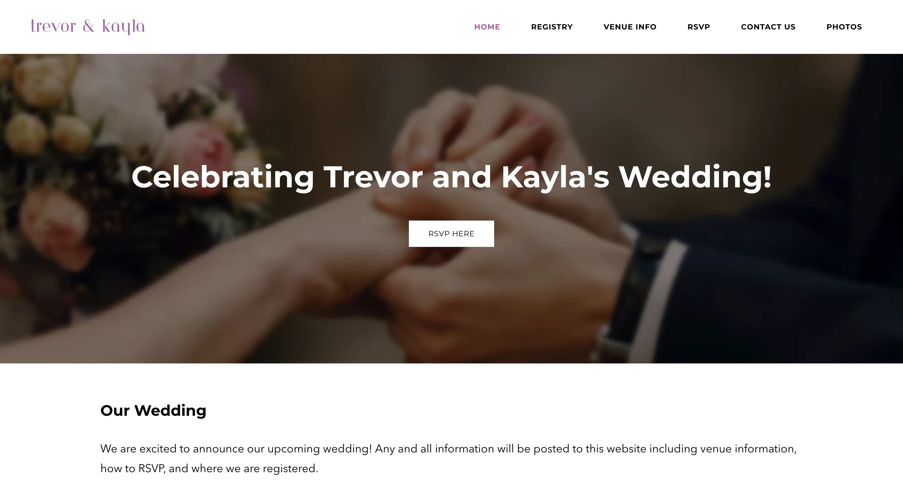 Kayla and Trevor Wedding Website
